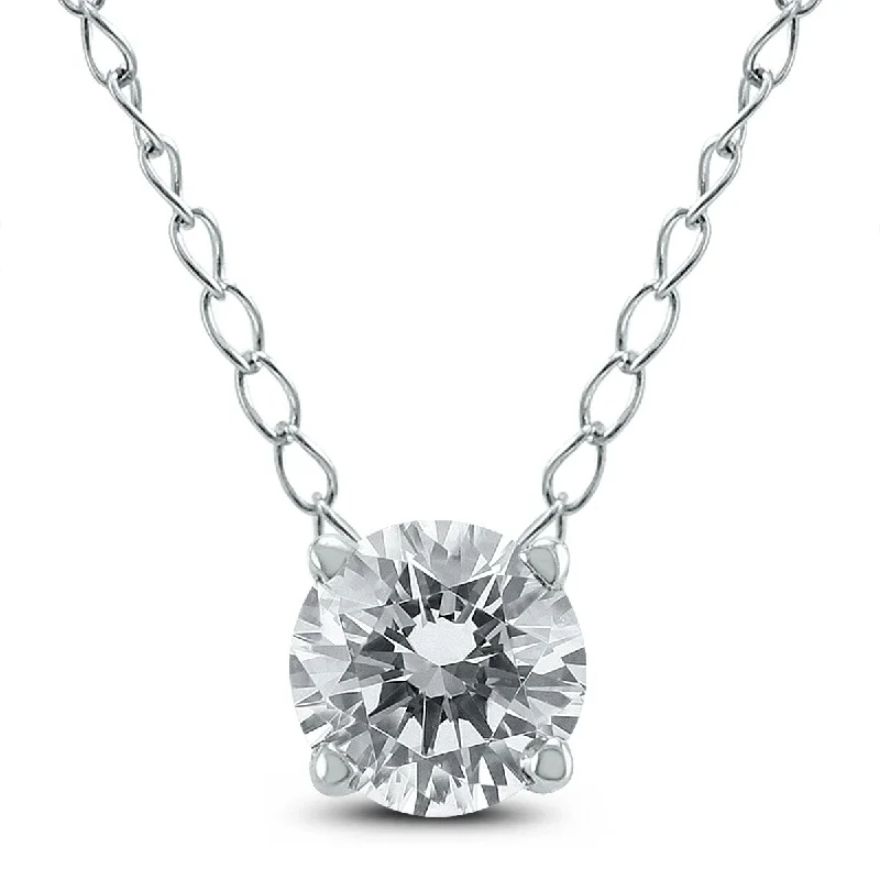 Marquee 1/2 Carat Floating Round Diamond Solitaire Necklace in 14K White Gold