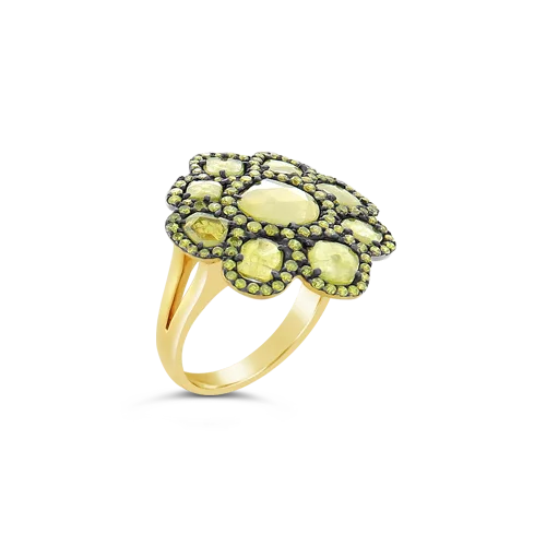 Yellow Diamond Flower Design Ring