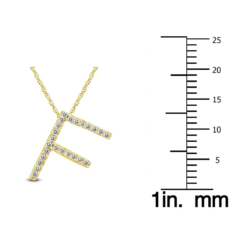 Marquee 1/8 Carat TW F Initial Diamond Pendant Necklace in 10K Yellow Gold with Adjustable Chain