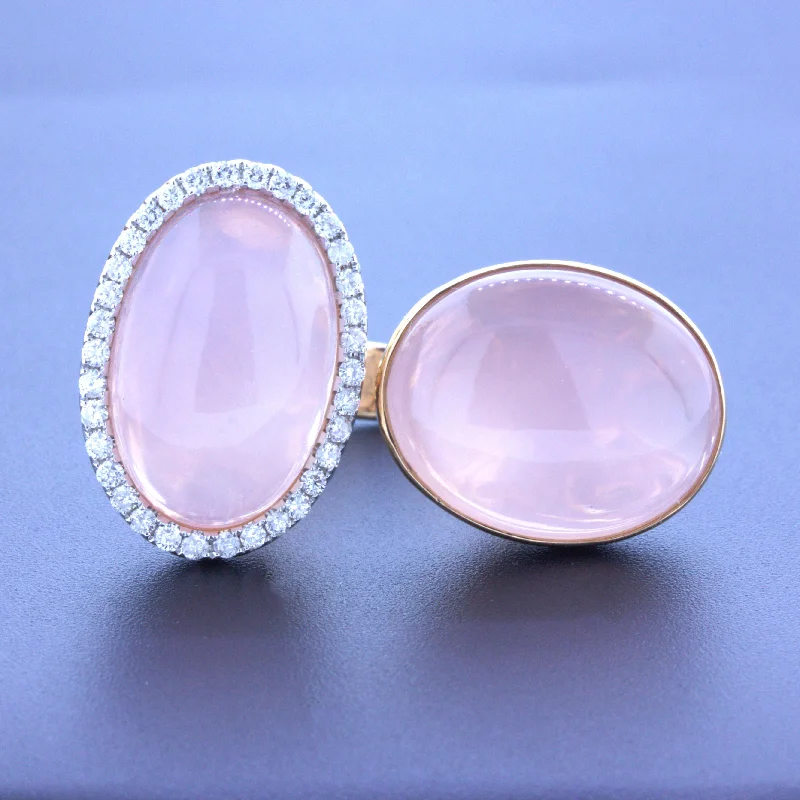 Rose Quartz Diamond 18k Rose Gold Ring