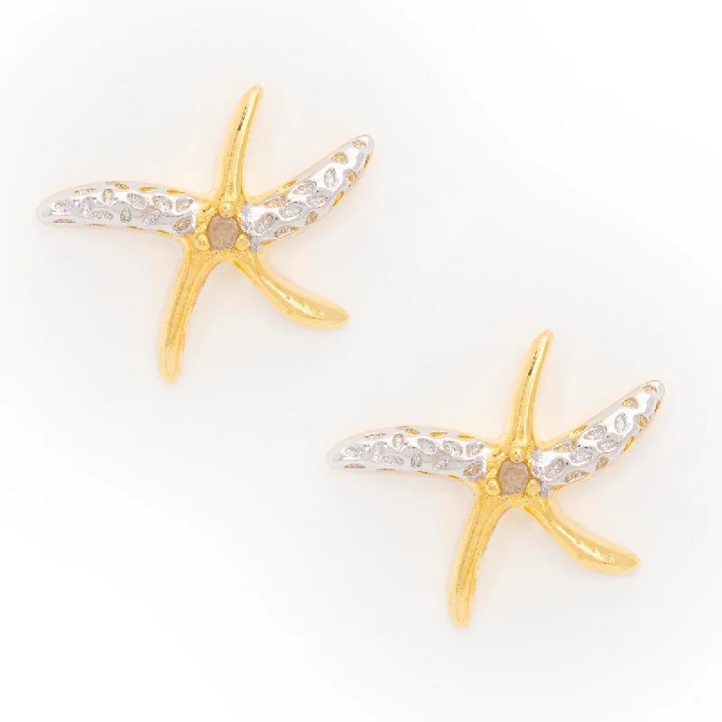 Victoria Townsend Yellow Gold Over Silver Diamond Accent Starfish Stud Earring