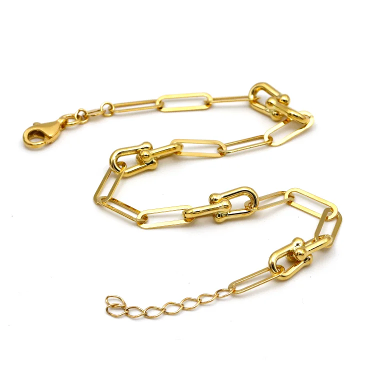 Real Gold GZTF Paper Clip Hardware Adjustable Size Bracelet 4381 BR1522