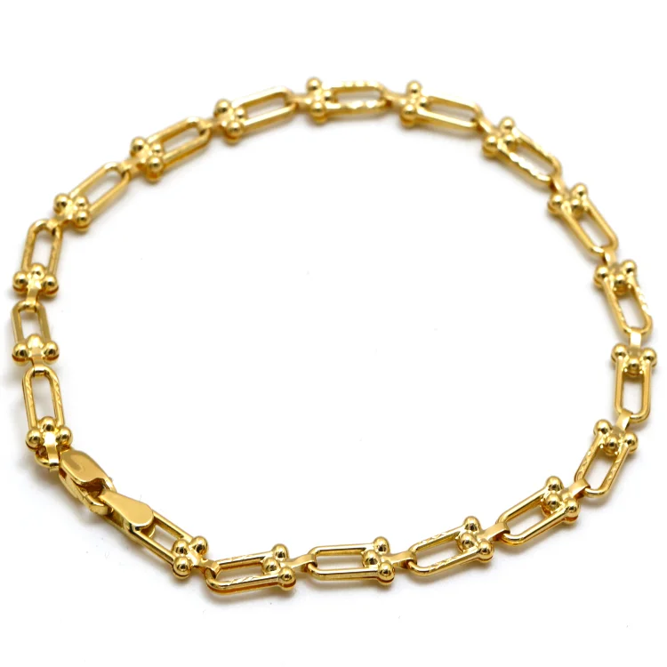 Real Gold GZTF Hardware Solid Textured Chain Bracelet 4725 (19 C.M) BR1598