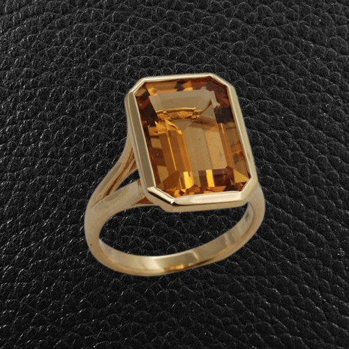 Emerald cut Citrine Ring