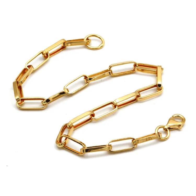 Real Gold Thick Link Paper Clip Solid Chain Bracelet CVB498 (20 C.M) BR1527