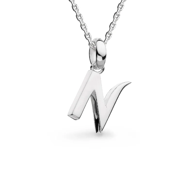 Silver Signature Skript Capital N 18" Necklace