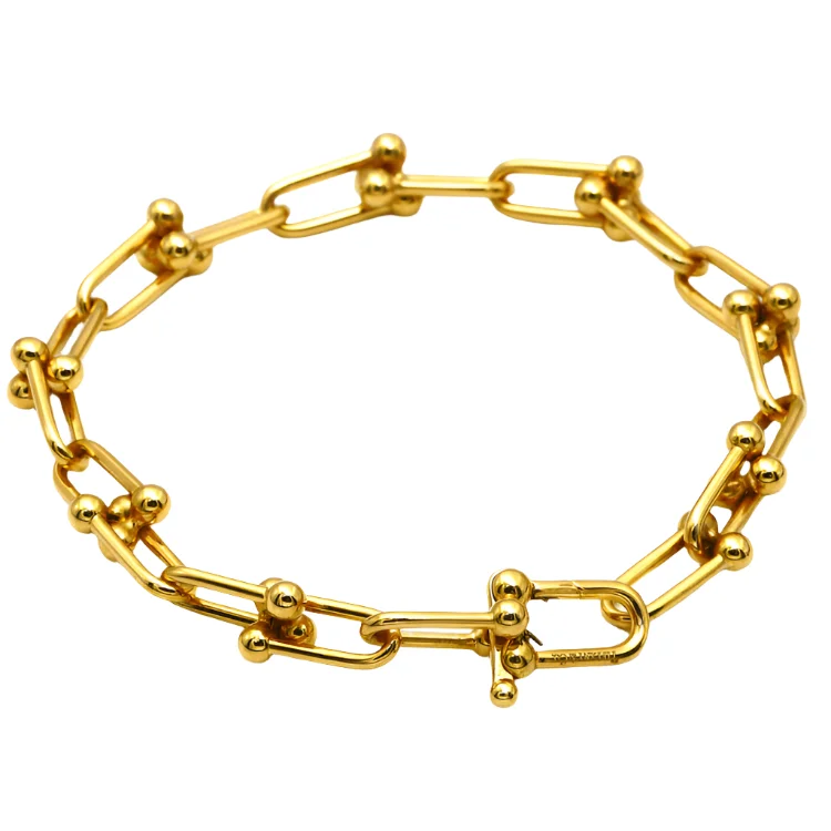 Real Gold GZTF Hardware With Real TF Lock Solid Chain Bracelet 0372 (17 C.M) BR1588