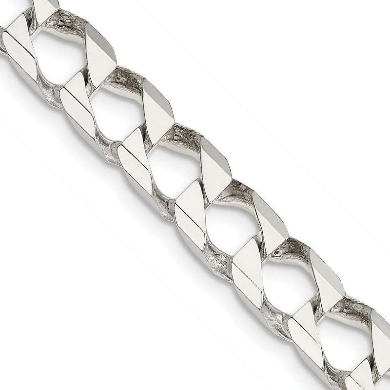 Curata 925 Sterling Silver Polished 6.75mm Flat Curb Link Chain Necklace for Men