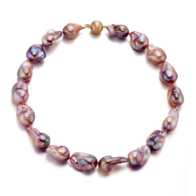 Baroque Pink Mauve Pearl Necklace