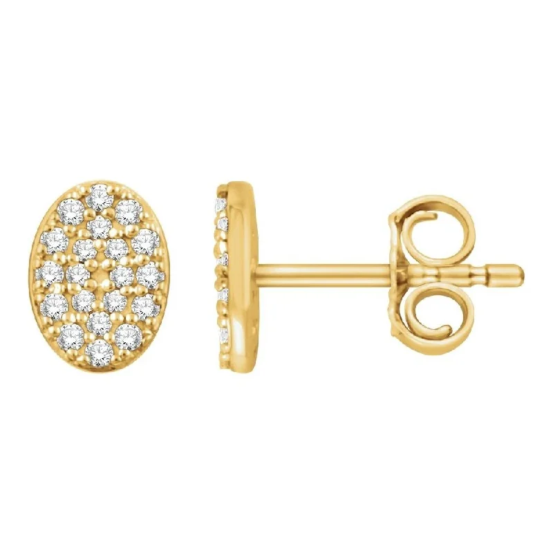 14k Yellow Gold 1/6 CTW Diamond Oval Cluster Earring for Women