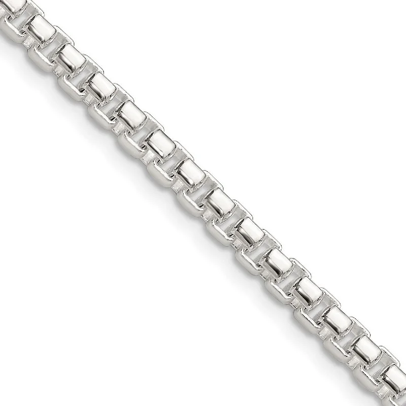 Curata 925 Sterling Silver Polished 4mm Round Box Chain Necklace For Men