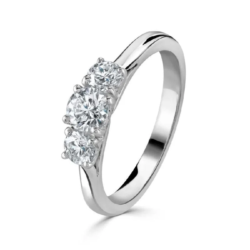 Platinum Round Brilliant Cut Diamond Trilogy Ring