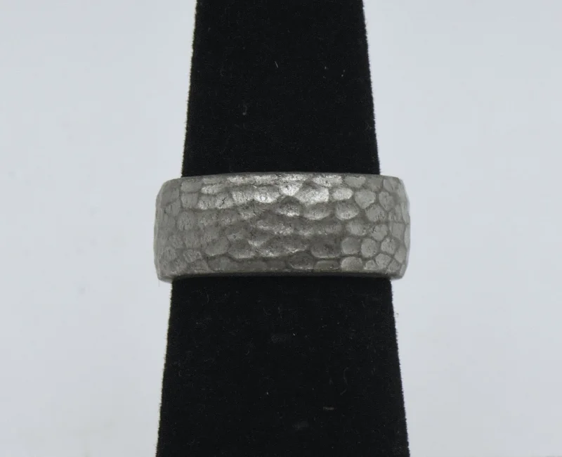 Vintage Pewter Hammered Texture Open Back Ring - Size 5.25