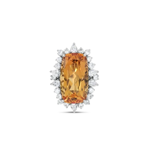 Cushion cut Imperial Topaz & Diamond Ring