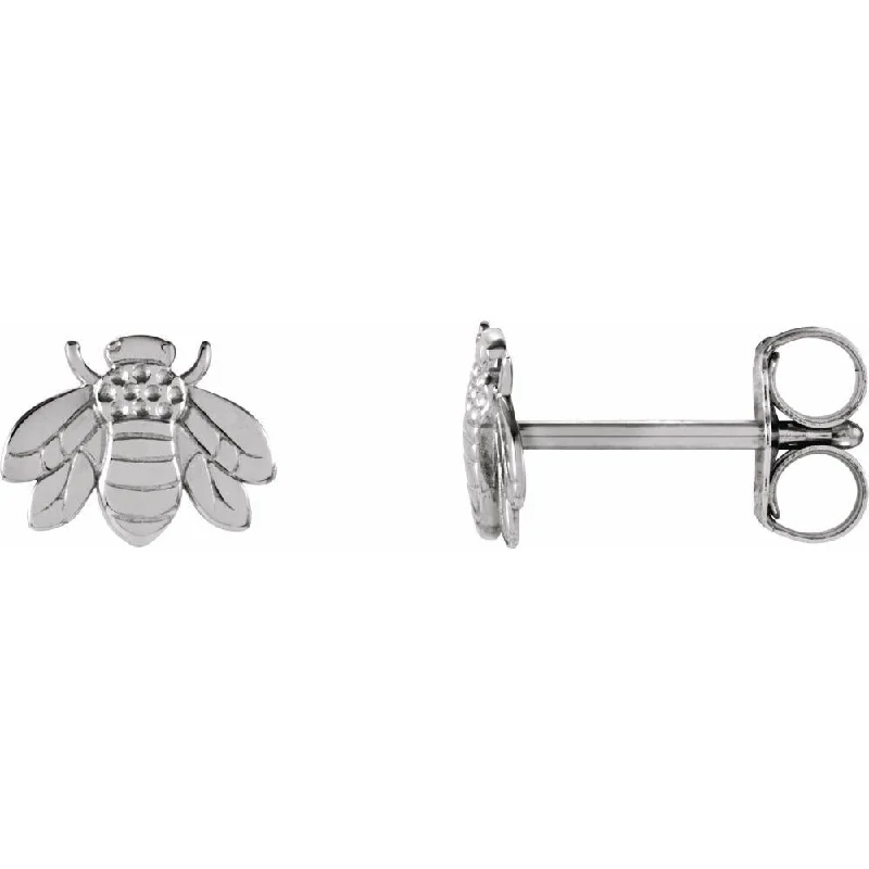 14k White Gold Bumblebee Stud Earring for Women