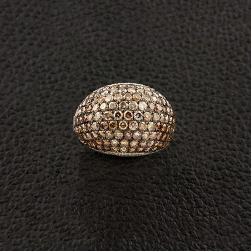 Brown & White Diamond Dome Ring