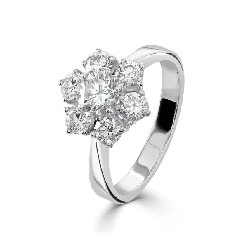 18ct White Gold Roudn Brilliant Cut Diamond Cluster Ring