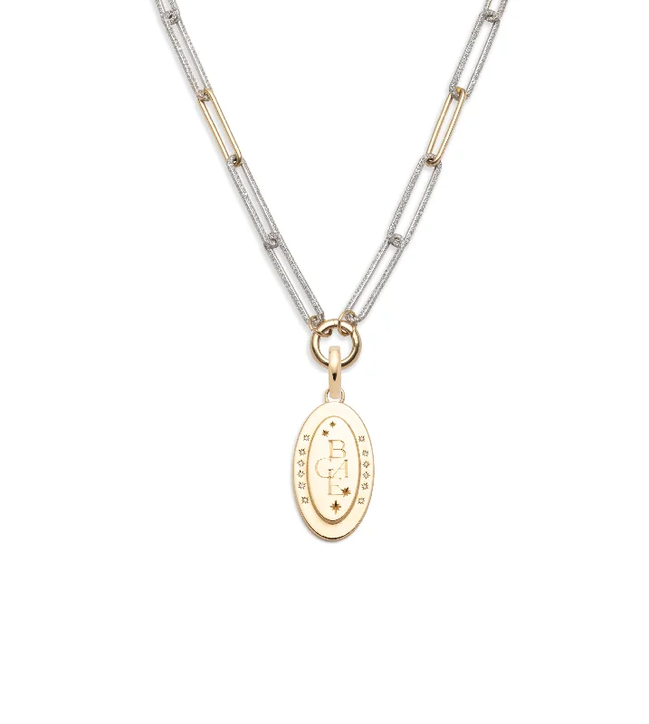 North Star - Internal Compass : Engravable Pave Diamond Extended Clip Necklace