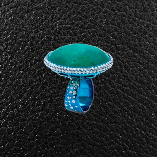 Cabochon Emerald & Diamond Ring