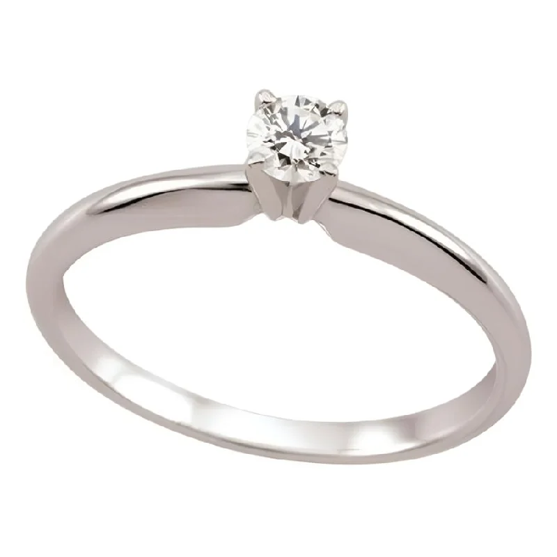 0.10ct Round Brilliant Cut Diamond Solitaire 18ct White Gold Ring