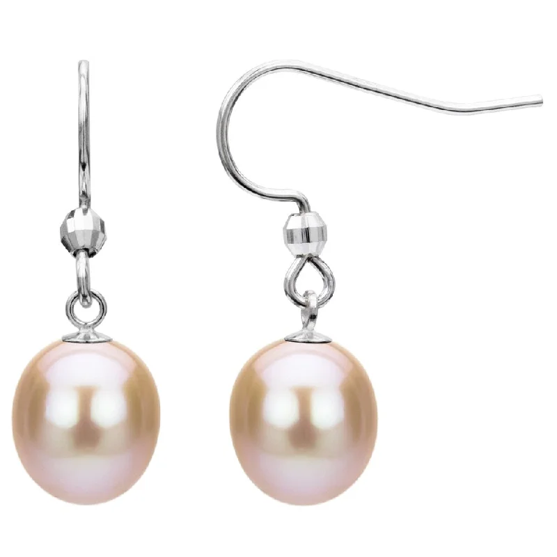 Sterling Silver Pink Freshwater Pearl Dangle Earring (7-12 mm)