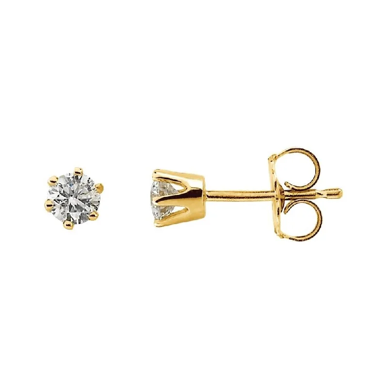 14k Yellow Gold 1/3 CTW Diamond Stud Earring for Women