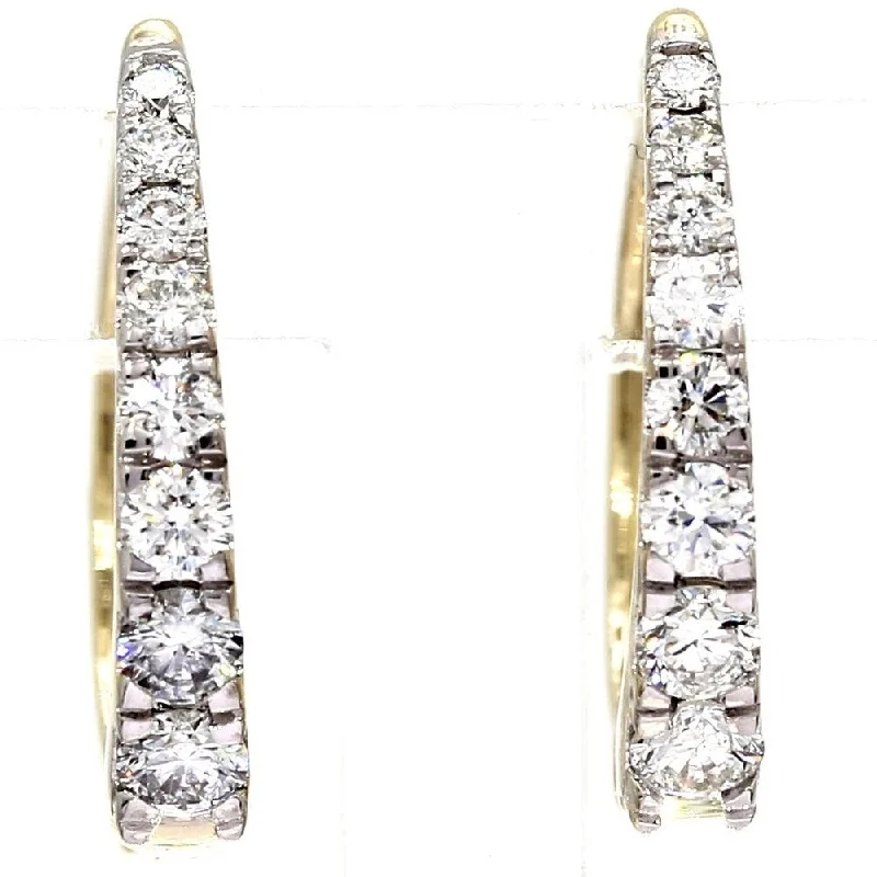 Pompeii3 10k Yellow Gold 1/2 ct TDW Graduated Diamond Hoops Womens Earring 5/8" Tall