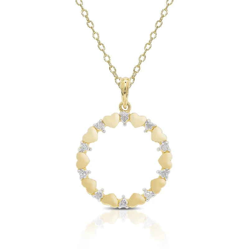 Finesque Gold Over Sterling Silver Diamond Accent Circle Necklace