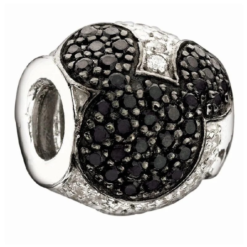 Silver Disney Charm - Jewelled Mickey Black & Clear