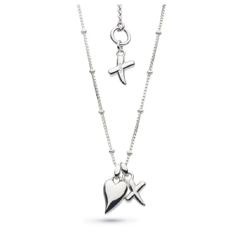 Silver Desire Kiss Heart X Necklace