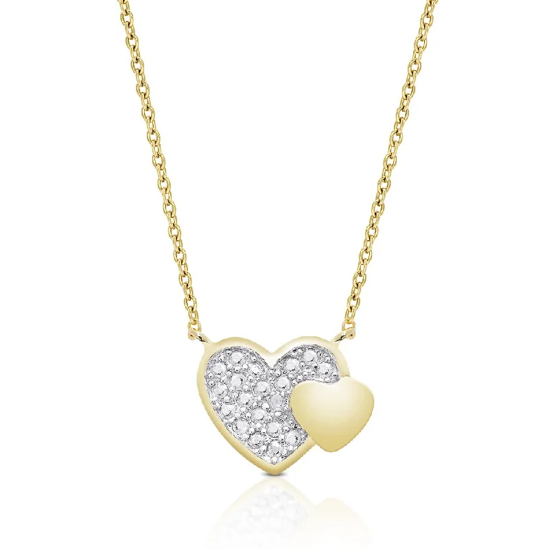 Finesque Gold over Sterling Silver Diamond Accent Heart Necklace