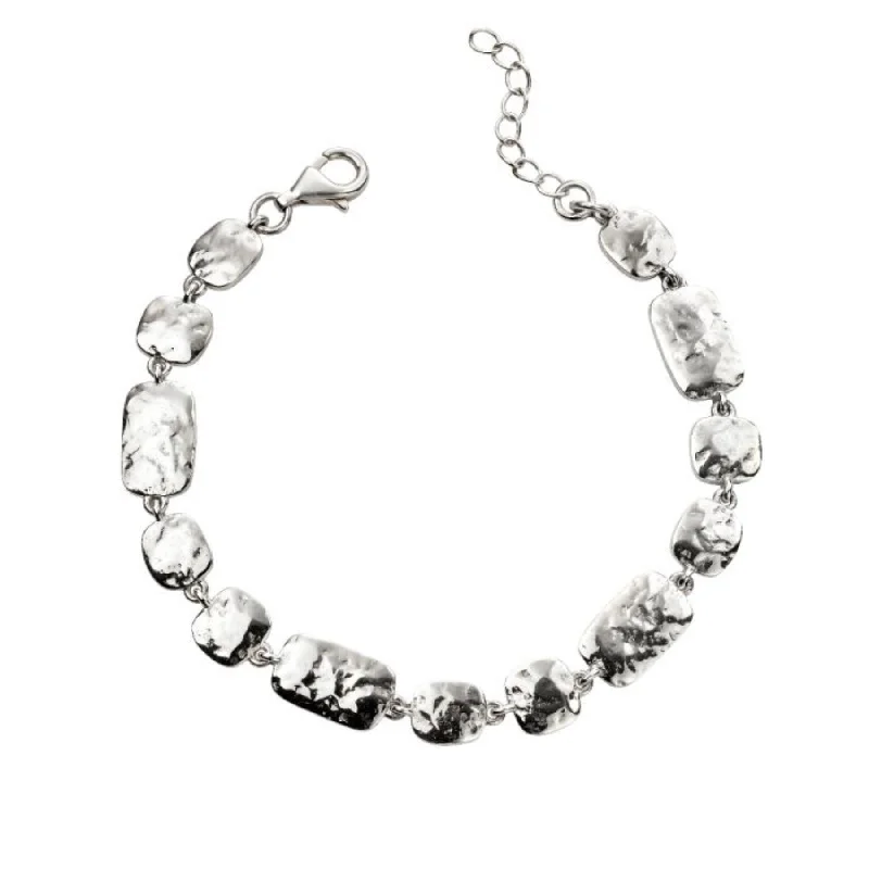 Hammered Multi Link Bracelet - Sterling Silver