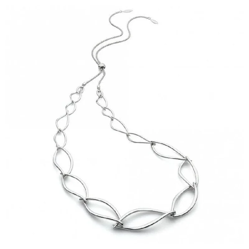 Silver Entwine Twine Twist Statement Toggle Necklace