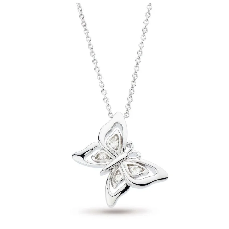 Silver Blossom Flyte Butterfly White Topaz Set Necklace