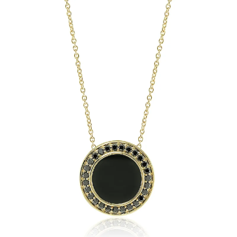 Black Jade & Black Diamond Pendant Necklace