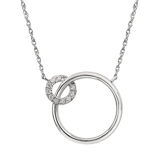 White Gold Circle Pendant Necklace