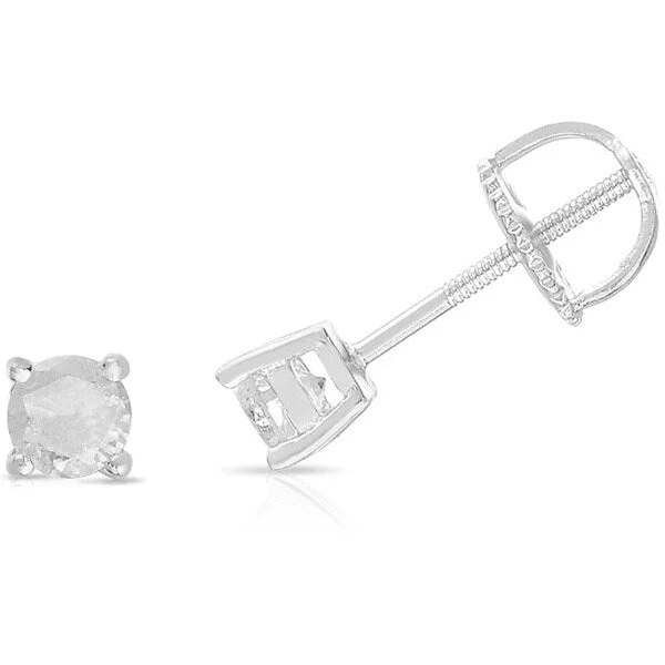 Finesque Sterling Silver Diamond Single Stud Earring