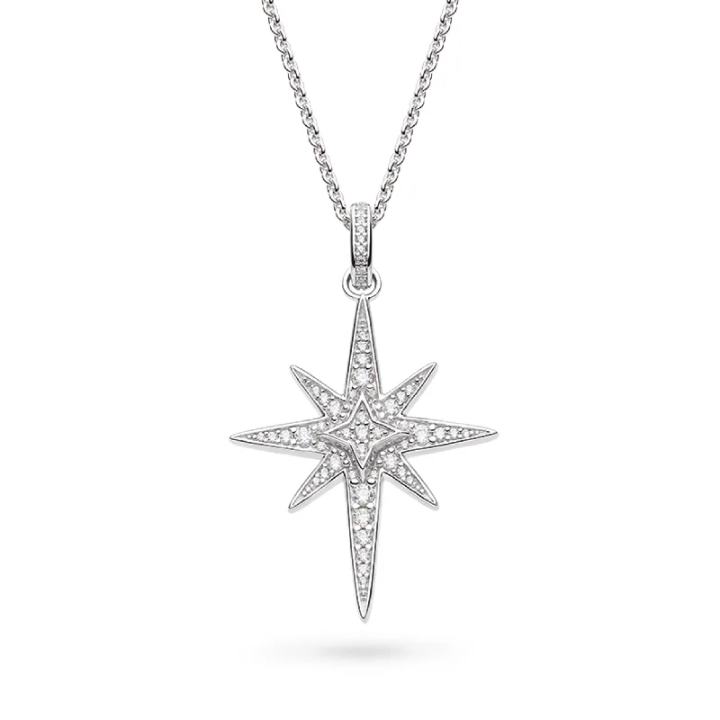 Silver Celeste North Star Lux Pave Set Cubic Zirconia 20" Necklace