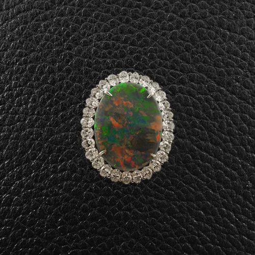 Black Opal & Diamond Ring