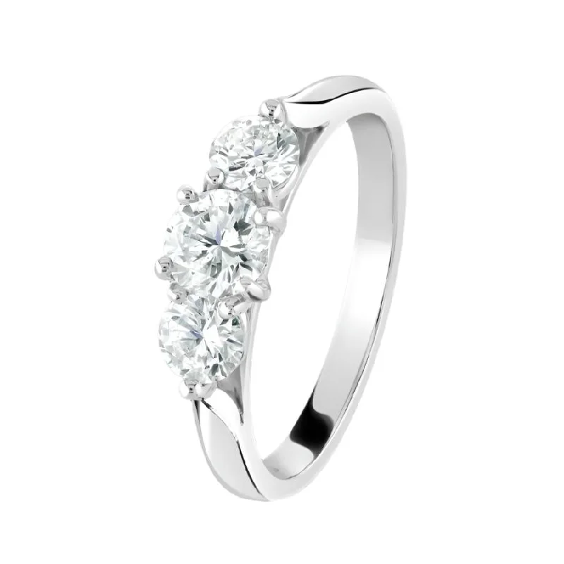 Platinum Round Brilliant Cut Diamond Trilogy Ring