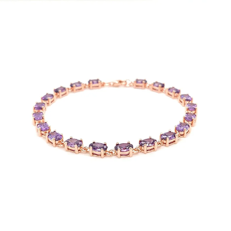 Ovale Viola Tennis Bracelet RBOPR-PG