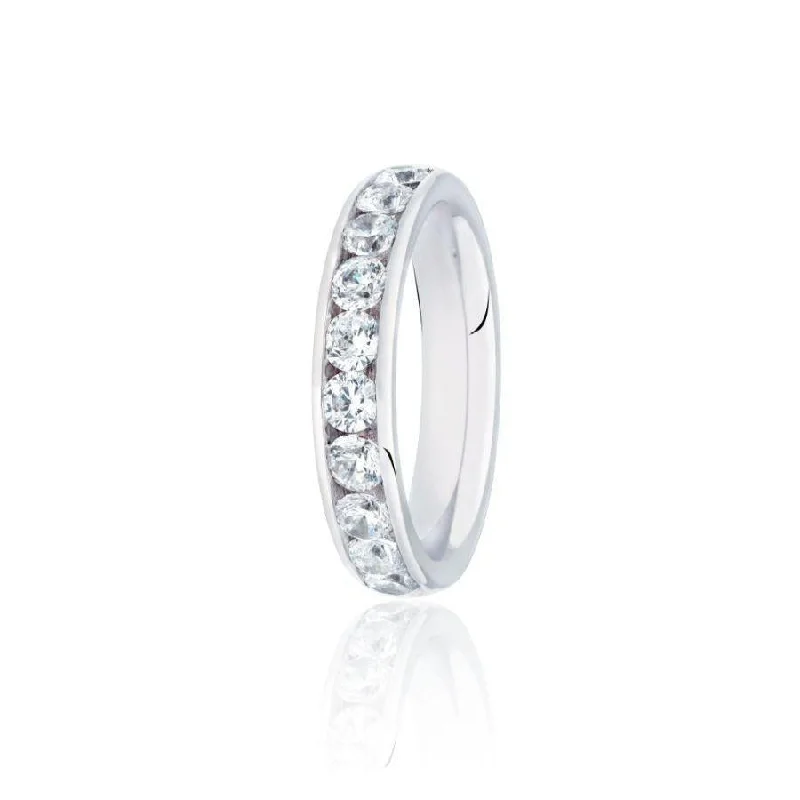 1.00ct Channel Set Round Brilliant Cut Diamond Platinum Half Eternity Ring