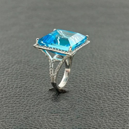 Blue Topaz & Diamond Cocktail Ring