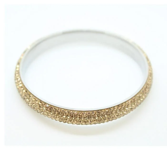 Stainless Steel & Czech 'Gold Sparkle' Gold and Silver Bangle/Bracelet