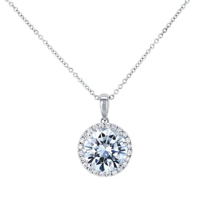 Annello by Kobelli 14k Gold Round 3.10ct Moissanite and 1/4ct Lab Grown Diamond Halo Necklace (GH/VS)