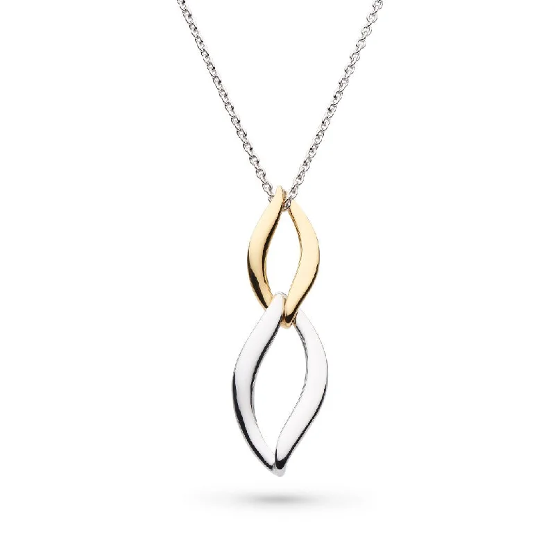 Silver & Yellow Gold Plated Entwine Twine Link Duo Golden Necklace