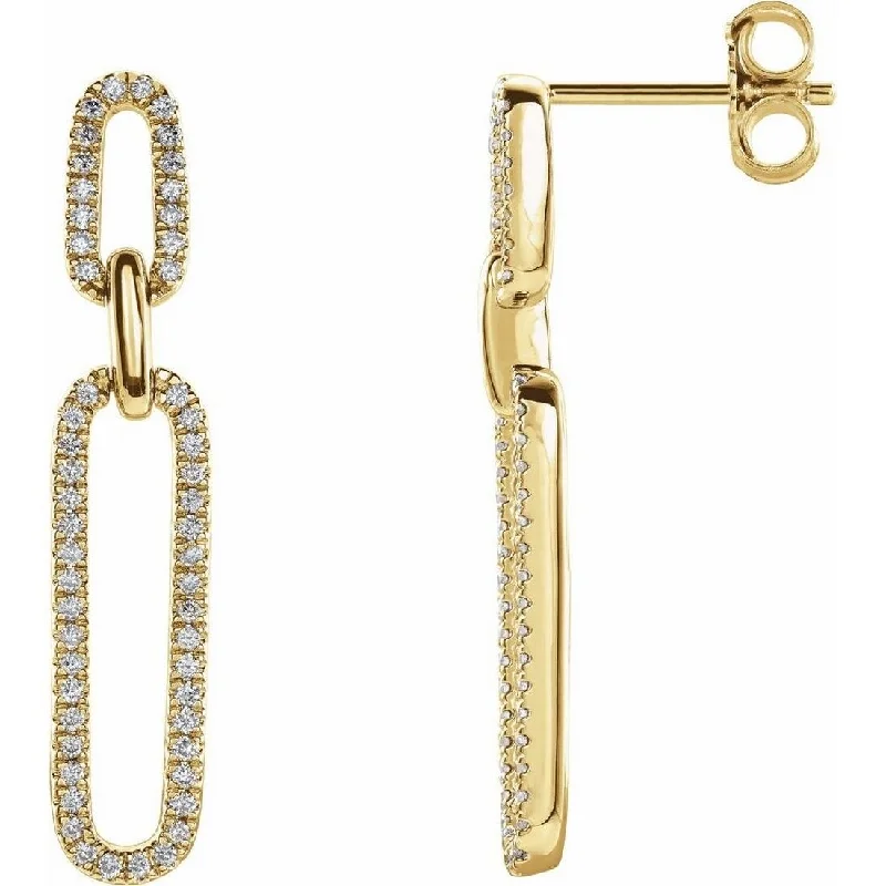 Curata 14k Yellow Gold Diamond 0.33 Carat .8mm Hinged Posts Polished Diamond Link Earring