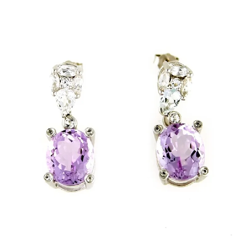 Sterling Silver 7.67ctw Pink Amethyst Drop & Dangle Earring 1.00'L