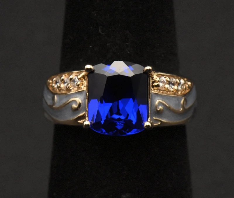 Ross-Simons - Vintage Synthetic Blue Spinel Vermeil Ring - Size 6