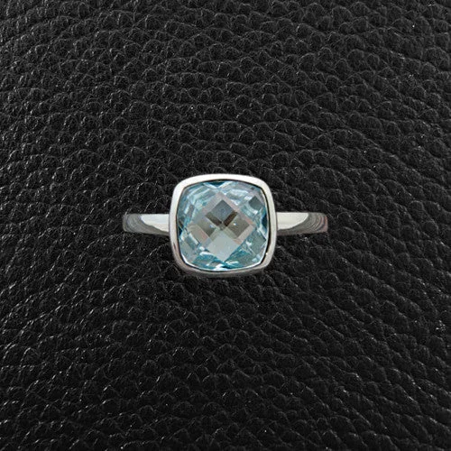 Cushion cut Blue Topaz Ring